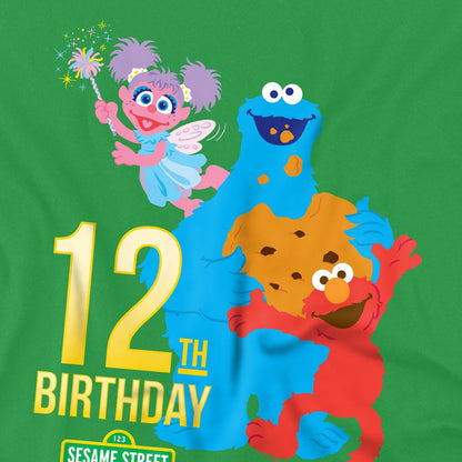 Kelly Green - Side - Sesame Street Unisex Adult 12th Birthday T-Shirt