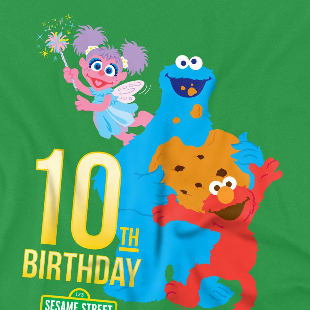 Kelly Green - Side - Sesame Street Unisex Adult 10th Birthday T-Shirt