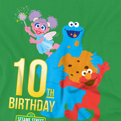 Kelly Green - Side - Sesame Street Unisex Adult 10th Birthday T-Shirt