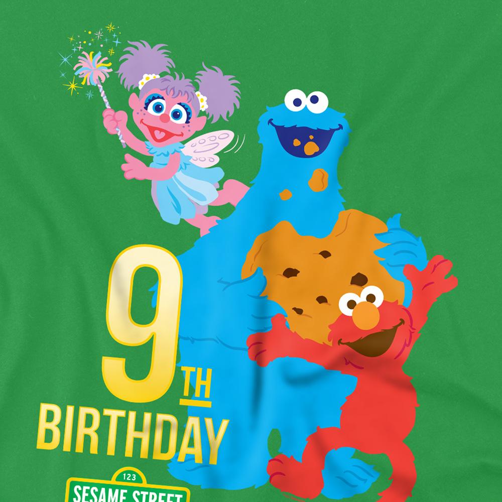 Kelly Green - Side - Sesame Street Unisex Adult 9th Birthday T-Shirt