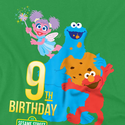 Kelly Green - Side - Sesame Street Unisex Adult 9th Birthday T-Shirt