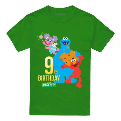 Kelly Green - Front - Sesame Street Unisex Adult 9th Birthday T-Shirt