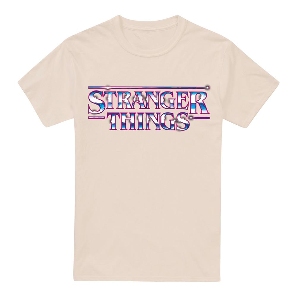 Natural - Front - Stranger Things Mens Metal Logo T-Shirt