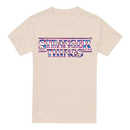 Natural - Front - Stranger Things Mens Metal Logo T-Shirt