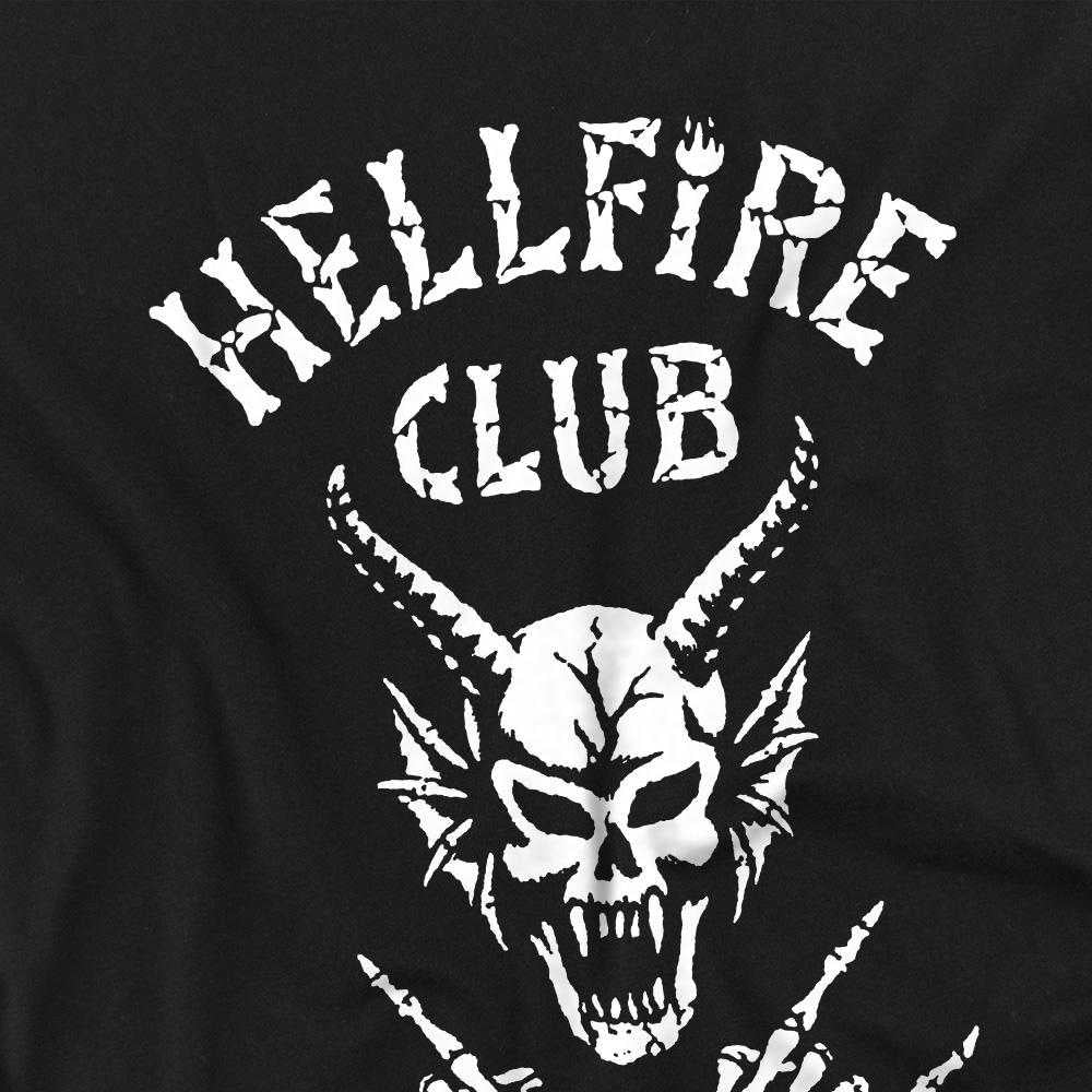 Black - Side - Stranger Things Childrens-Kids Hellfire Club Bones T-Shirt
