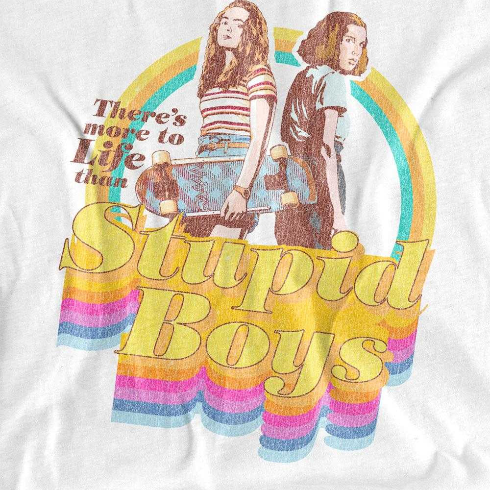White - Side - Stranger Things Childrens-Kids Stupid Boys T-Shirt