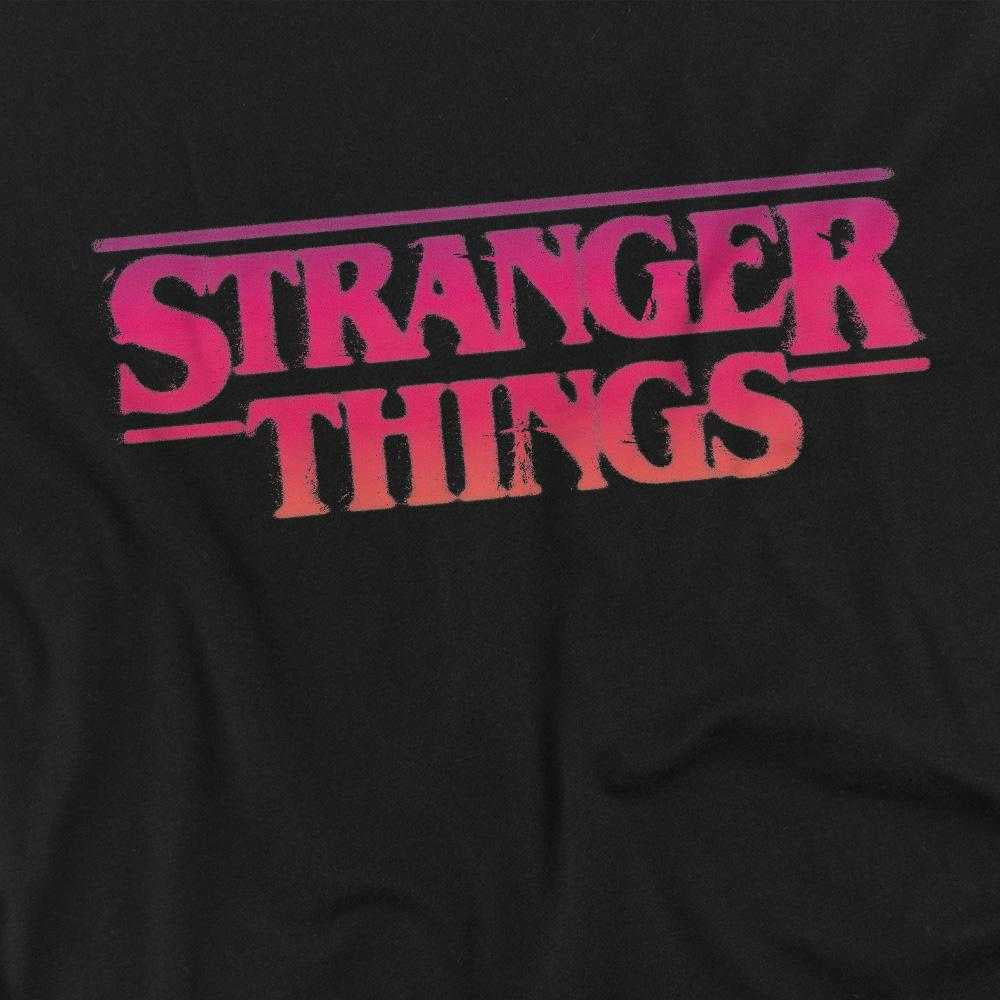 Black - Side - Stranger Things Childrens-Kids Sunset Logo T-Shirt
