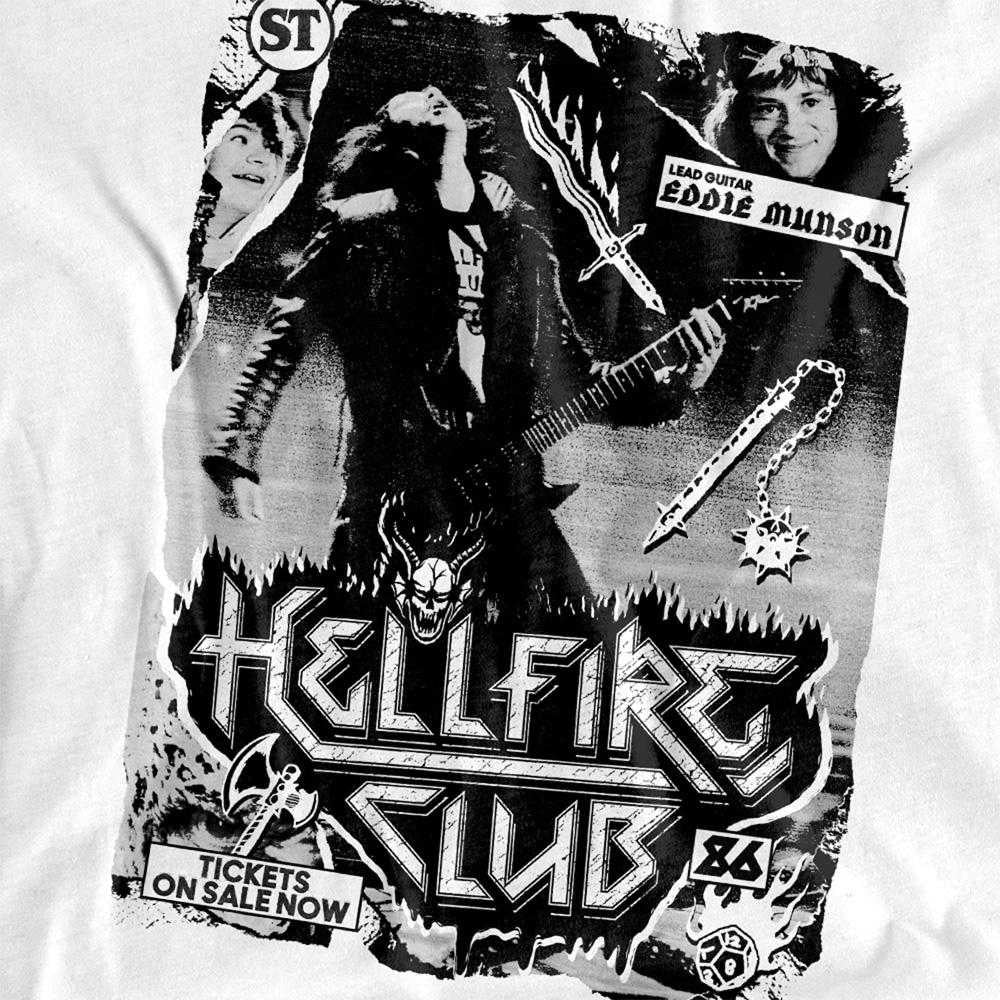 White - Side - Stranger Things Childrens-Kids Hellfire Club Poster T-Shirt