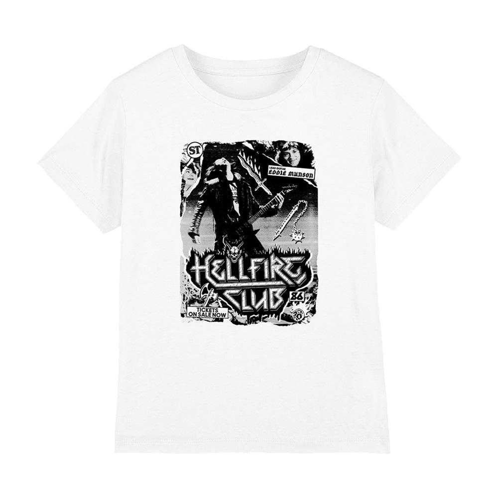 White - Front - Stranger Things Childrens-Kids Hellfire Club Poster T-Shirt
