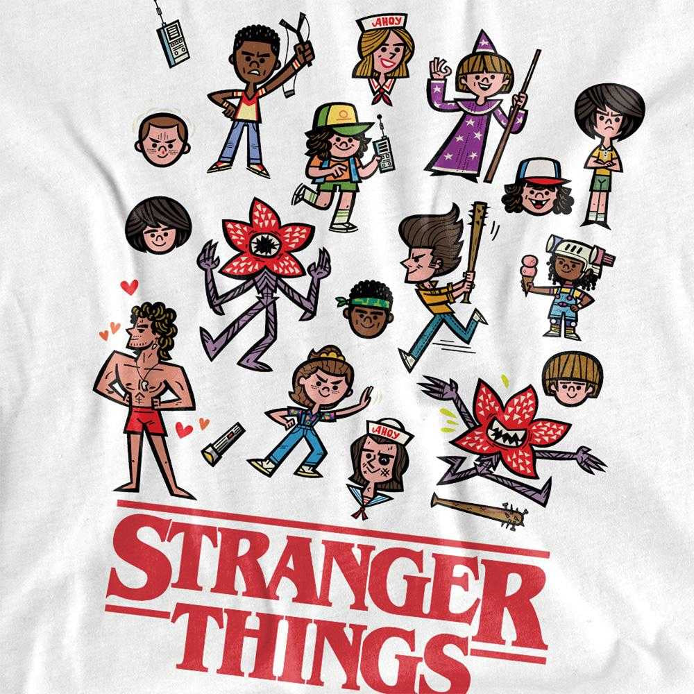 White - Side - Stranger Things Childrens-Kids Cartoon Character T-Shirt