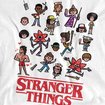 White - Side - Stranger Things Childrens-Kids Cartoon Character T-Shirt
