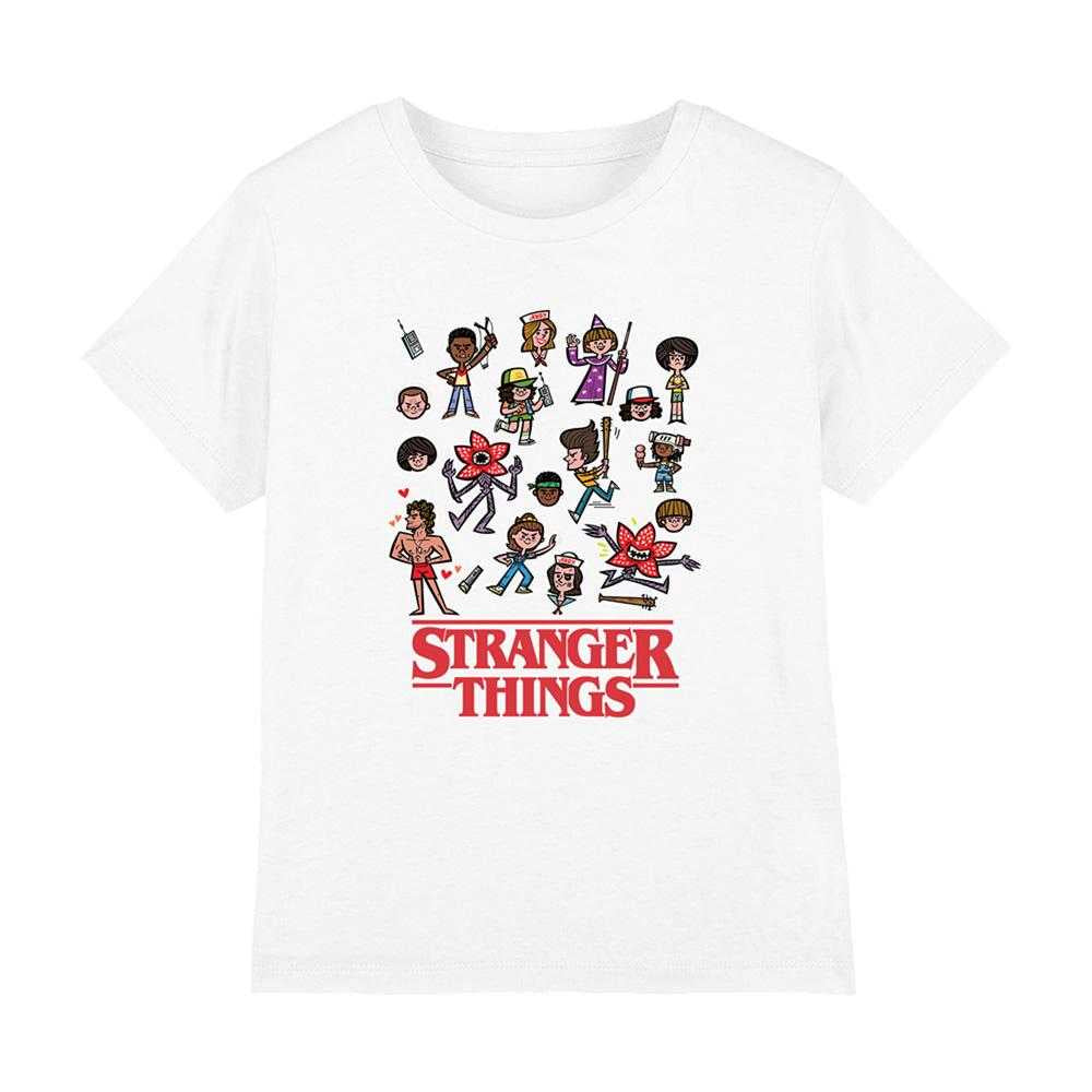 White - Front - Stranger Things Childrens-Kids Cartoon Character T-Shirt