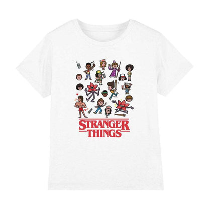 White - Front - Stranger Things Childrens-Kids Cartoon Character T-Shirt