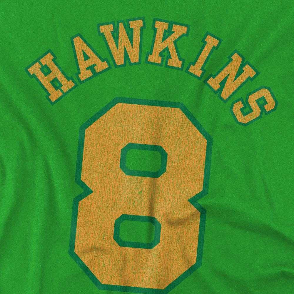 Kelly Green - Side - Stranger Things Childrens-Kids Hawkins No 8 T-Shirt