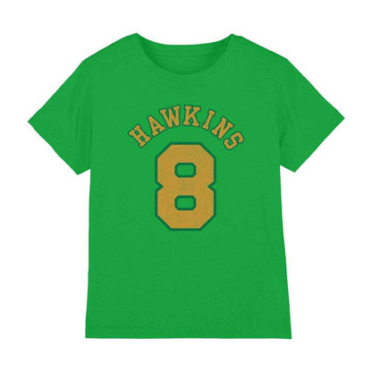 Kelly Green - Front - Stranger Things Childrens-Kids Hawkins No 8 T-Shirt