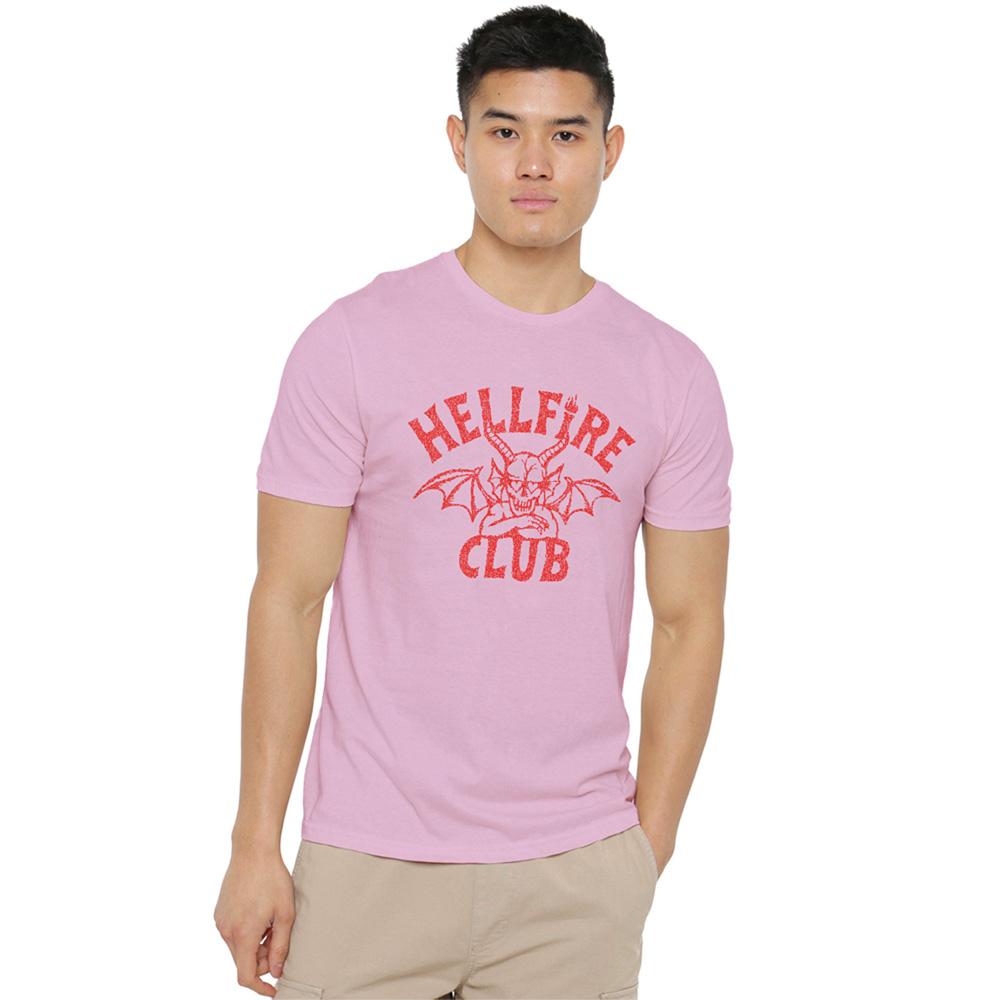 Pink - Back - Stranger Things Mens Hellfire Club Tonal Devil T-Shirt