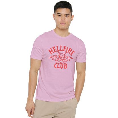 Pink - Back - Stranger Things Mens Hellfire Club Tonal Devil T-Shirt