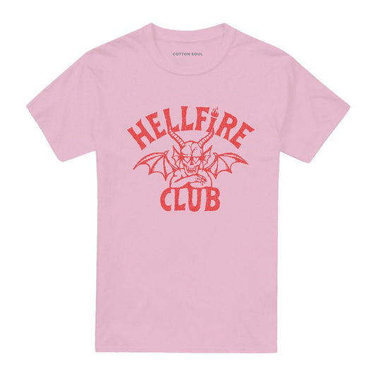 Pink - Front - Stranger Things Mens Hellfire Club Tonal Devil T-Shirt