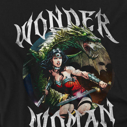 Black - Back - Wonder Woman Unisex Adult Dragon Cover T-Shirt