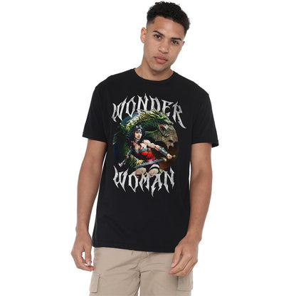 Black - Lifestyle - Wonder Woman Unisex Adult Dragon Cover T-Shirt