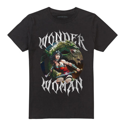 Black - Front - Wonder Woman Unisex Adult Dragon Cover T-Shirt