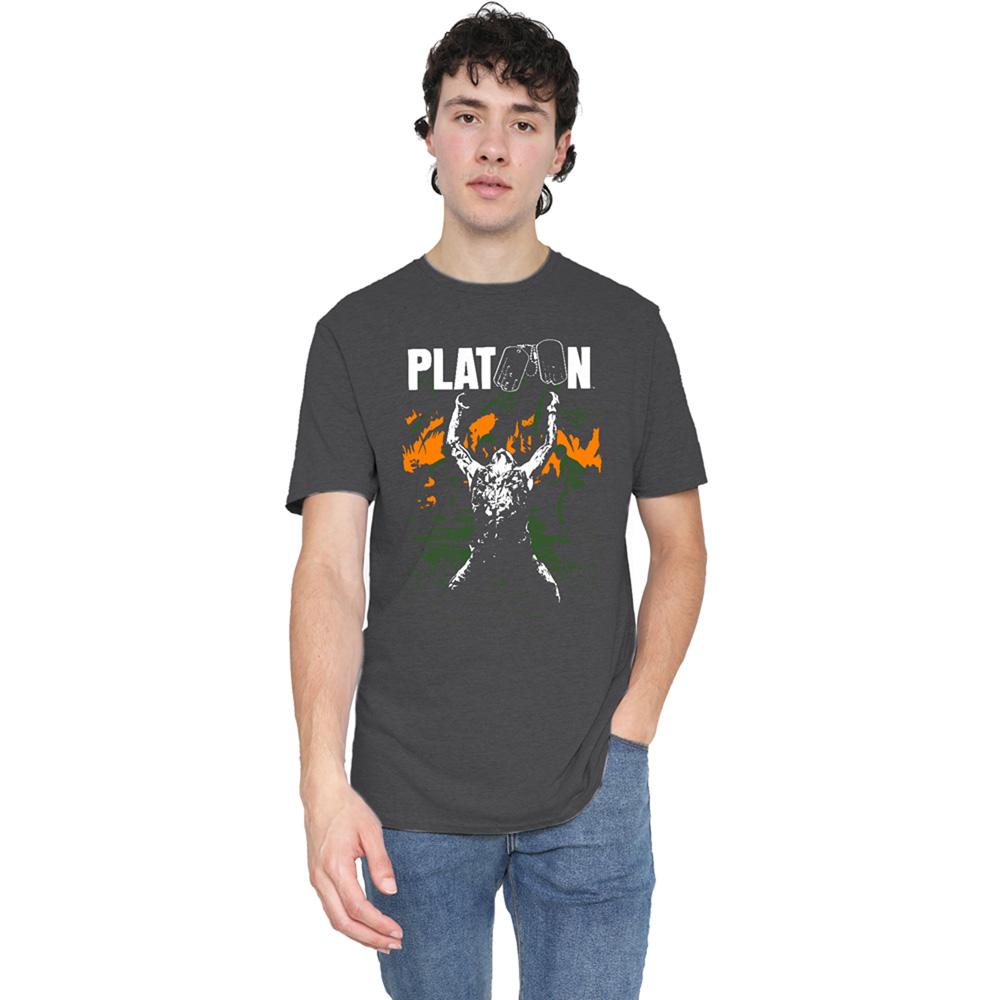 Charcoal - Back - Platoon Unisex Adult Graphic Heather T-Shirt
