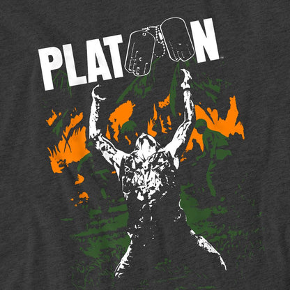 Charcoal - Side - Platoon Unisex Adult Graphic Heather T-Shirt