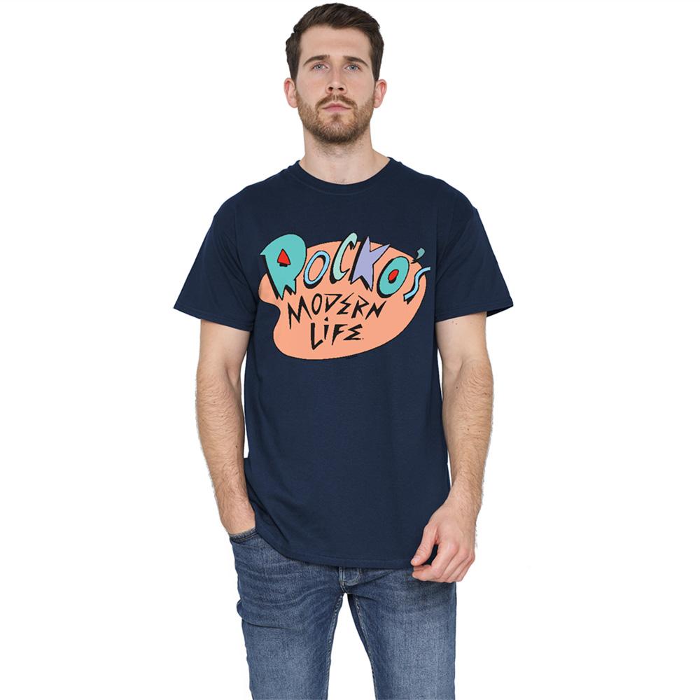 Navy - Back - Rocko´s Modern Life Unisex Adult Retro Logo T-Shirt