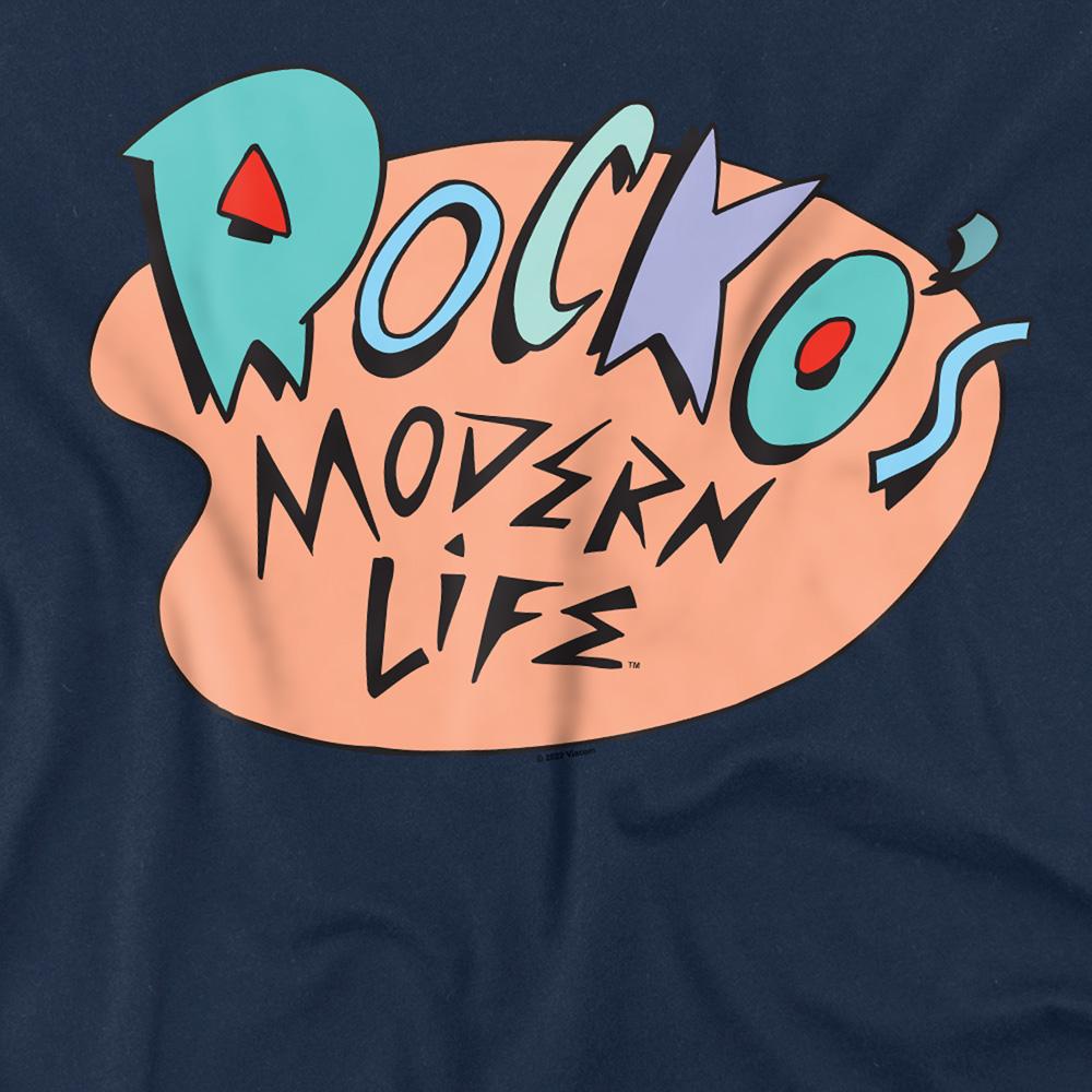 Navy - Side - Rocko´s Modern Life Unisex Adult Retro Logo T-Shirt
