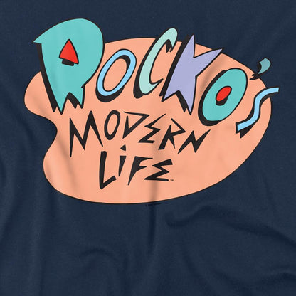 Navy - Side - Rocko´s Modern Life Unisex Adult Retro Logo T-Shirt