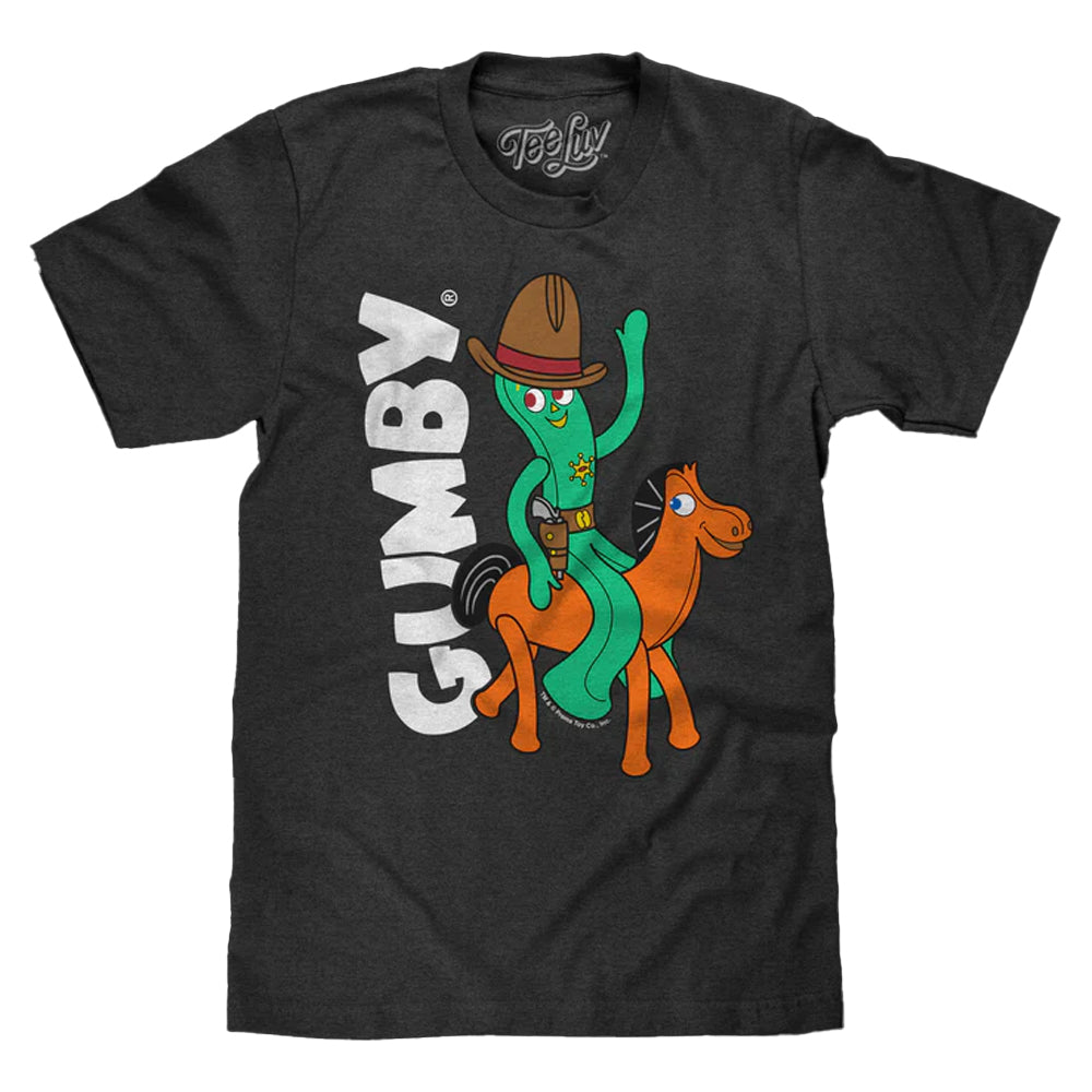 Charcoal - Front - Gumby Unisex Adult Pokey Horse Pony Pal Friend Heather T-Shirt