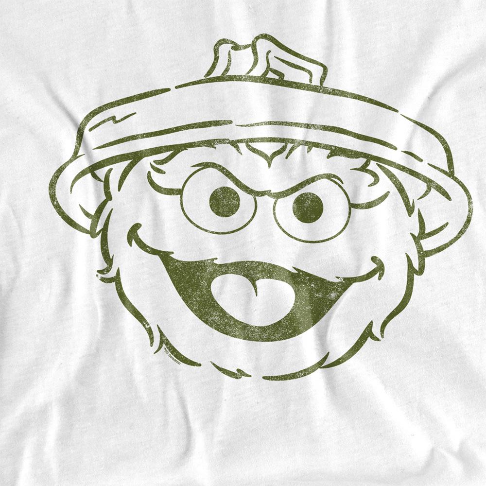 White - Side - Sesame Street Unisex Adult Oscar The Grouch Mono Long-Sleeved T-Shirt