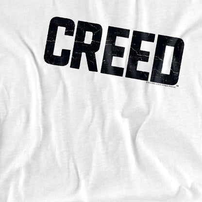 White - Side - Creed Unisex Adult Cracked Logo Ringer T-Shirt