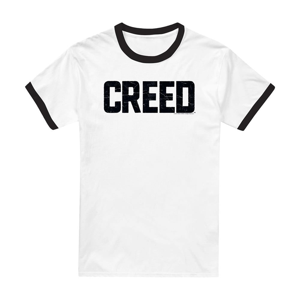 White - Front - Creed Unisex Adult Cracked Logo Ringer T-Shirt