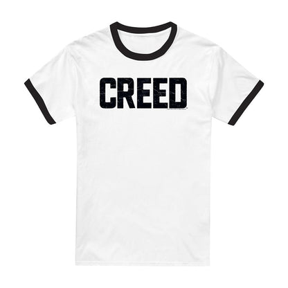 White - Front - Creed Unisex Adult Cracked Logo Ringer T-Shirt
