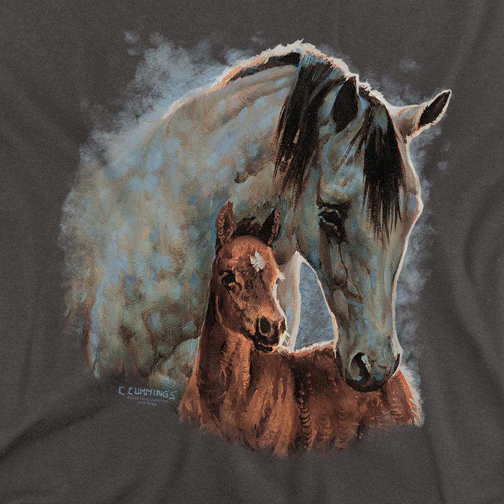 Charcoal - Side - Wild Wings Unisex Adult Painted Horses Long-Sleeved T-Shirt