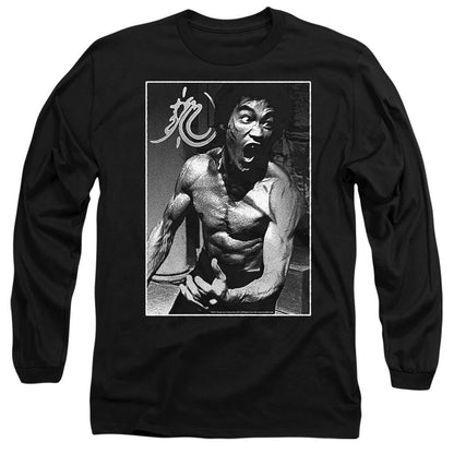 Black - Front - Bruce Lee Unisex Adult Focused Rage Long-Sleeved T-Shirt