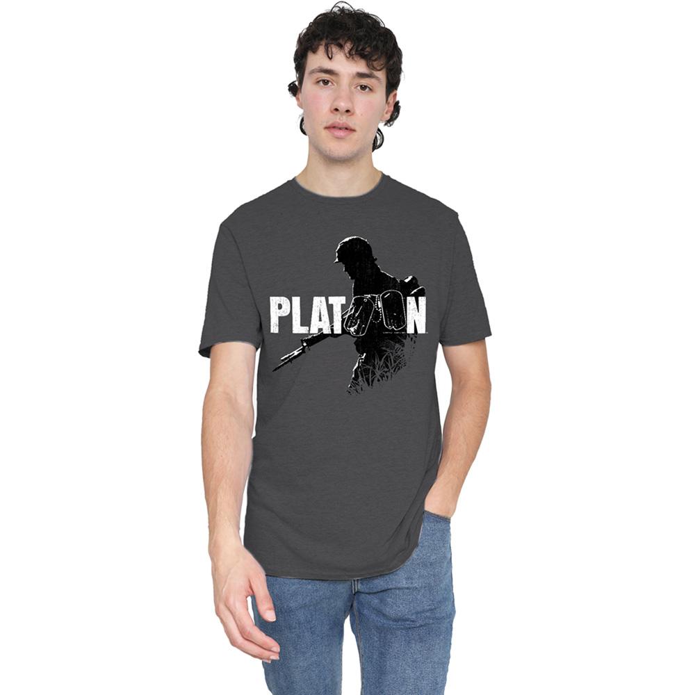 Charcoal - Back - Platoon Unisex Adult Heather T-Shirt