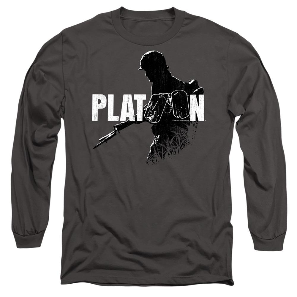 Charcoal - Front - Platoon Unisex Adult Shadow Of War Long-Sleeved T-Shirt