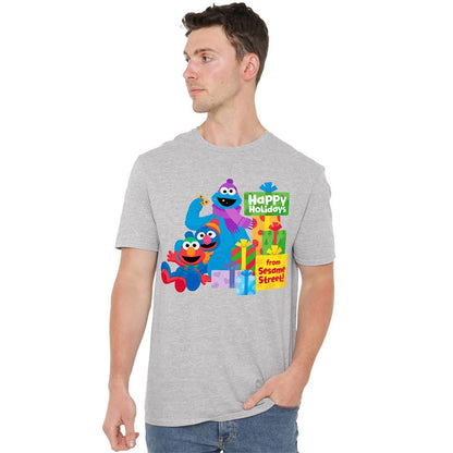 Athletic Heather - Back - Sesame Street Unisex Adult Happy Holidays Gifts T-Shirt