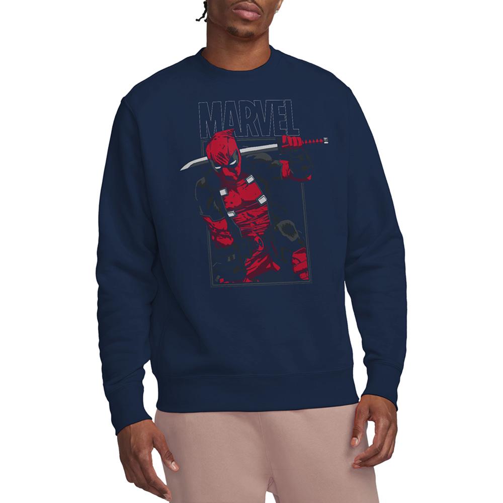 Navy - Back - Deadpool Unisex Adult Sword Sweatshirt