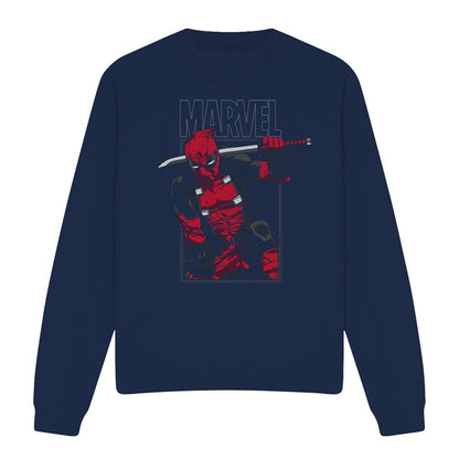 Navy - Front - Deadpool Unisex Adult Sword Sweatshirt