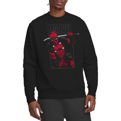 Black - Back - Deadpool Unisex Adult Sword Sweatshirt