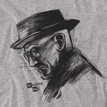 Athletic Heather - Side - Breaking Bad Unisex Adult Heisenberg Sketch Long-Sleeved T-Shirt
