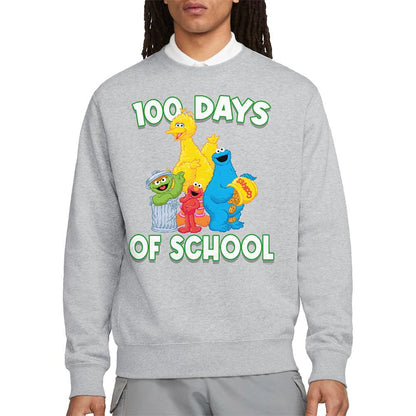 Athletic Heather - Back - Sesame Street Unisex Adult 100 Days Of School Sweatshirt