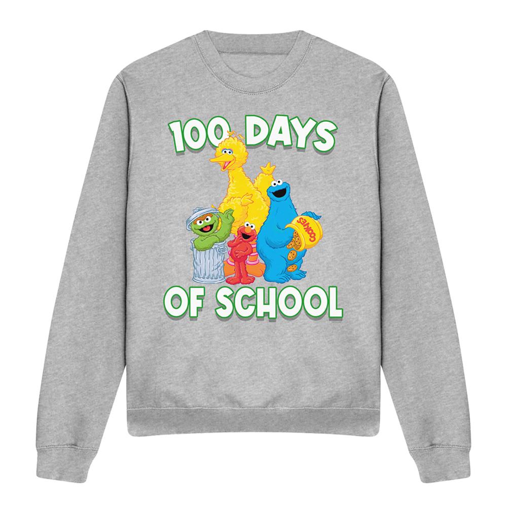 Athletic Heather - Front - Sesame Street Unisex Adult 100 Days Of School Sweatshirt