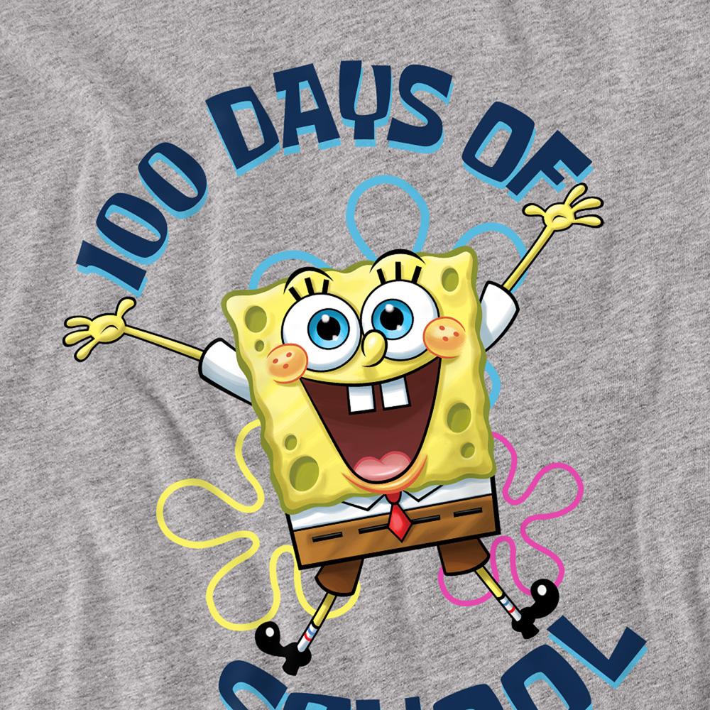 Athletic Heather - Side - SpongeBob SquarePants Unisex Adult 100 Days Of School Jump Long-Sleeved T-Shirt