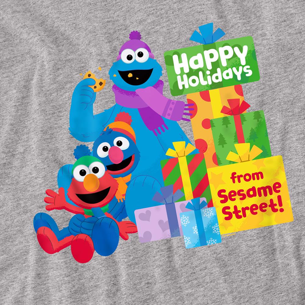 Athletic Heather - Side - Sesame Street Unisex Adult Happy Holidays Gifts Long-Sleeved T-Shirt