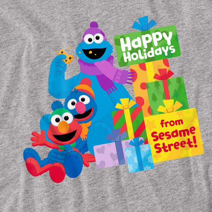 Athletic Heather - Side - Sesame Street Unisex Adult Happy Holidays Gifts Long-Sleeved T-Shirt