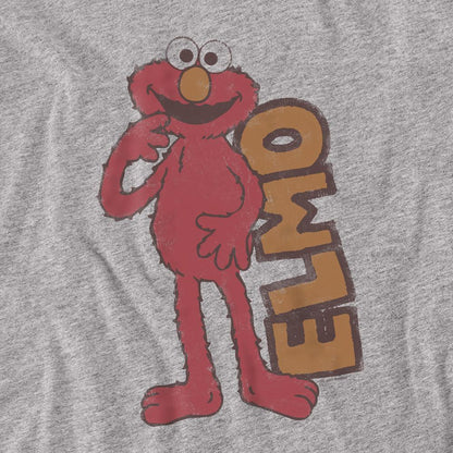 Athletic Heather - Side - Sesame Street Unisex Adult Elmo Vintage Long-Sleeved T-Shirt